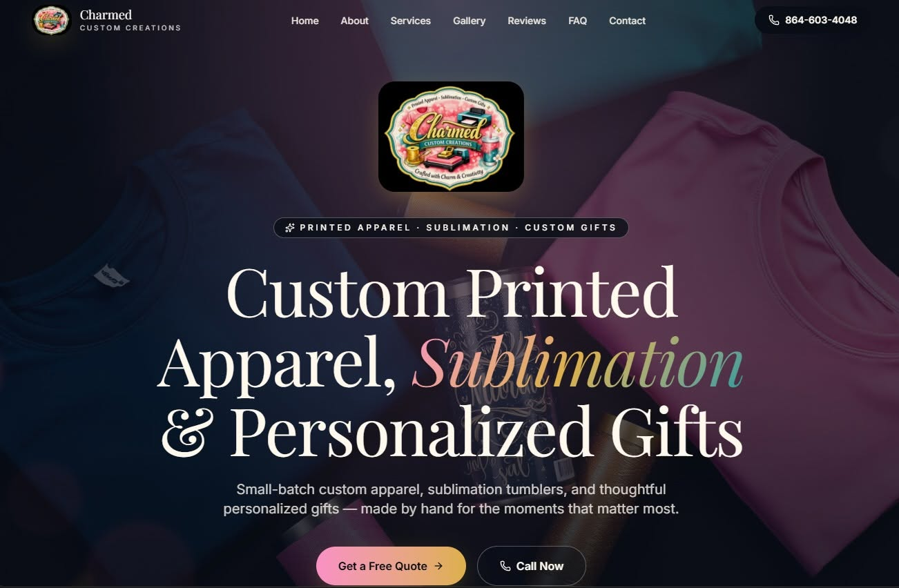 Charmed Custom Creations — Website Design